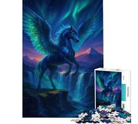 Rompecabezas de 1000 Piezas para Adultos Majestuoso Pegaso sobre un Paisaje de Cascada Juguete Educativo de 1000 Piezas Regalo de cumpleaños Diversión Familiar y Noche de Juegos (50x75cm)