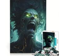 Rompecabezas de 1000 Piezas para Adultos: Malvado Zombi Verde, Juego Imposible, Actividades Divertidas para Hacer en casa, cumpleaños 38x26cm