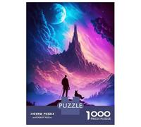 Rompecabezas De 1000 Piezas para Adultos Man and Dog on Mountain Rompecabezas para Adultos Juguetes Antiestrés Carrera De Velocidad Manual Interacción Entre Padres E Hijos 52x38cm/1000pcs
