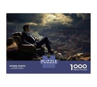 Rompecabezas De 1000 Piezas para Adultos Man in Suit Sitting on Chair Rompecabezas para Adultos Análisis Práctico del Juego Y Lógica Interacción Entre Padres E Hijos 52x38cm/1000pcs