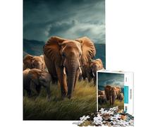 Rompecabezas de 1000 Piezas para Adultos Manada de Elefantes en la Sabana Un desafío para completar Diseño de Montaje Decoración para el hogar Juguetes para Mayores de 14 años 50x75cm