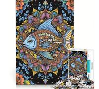 Rompecabezas de 1000 Piezas para Adultos Mandalas de Peces Tropicales Juego de ingenio entretenido para Reducir el estrés Amantes de los Videojuegos 38x26cm