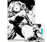 Rompecabezas de 1000 Piezas para Adultos,Manga de Brujas en Blanco y Negro,Bordes Lisos,Juguete de construcción,Juego Relajante,Escena navideña (38x26cm)