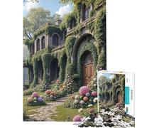 Rompecabezas de 1000 Piezas para Adultos Mansión Cubierta de Hiedra con jardín de hortensias Juguete Educativo para desarrollar el Pensamiento lógico y el análisis Regalo Ideal para cumpleaños
