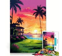 Rompecabezas de 1000 Piezas para Adultos,Mansión de Hawái,Pixel Premium Cut,Juego para ejercitar la Mente,Diversión sin Preocupaciones,Arte navideño,Exhibición (50x75cm)