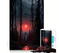 Rompecabezas de 1000 Piezas para Adultos Mansión Luna de Sangre,Arte de Corte Fino,Juego de concentración Mental,Juego para Momentos de Tranquilidad,Actividad de cumpleaños 50x75cm