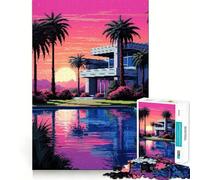 Rompecabezas de 1000 Piezas para Adultos Mansión Paraíso,Arte pixelado,diseño de Corte preciso,desafío Inteligente,Divertido Juego para el Tiempo Libre,decoración navideña para la Pared (38x52cm)