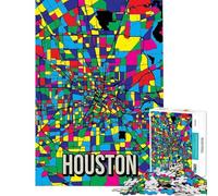 Rompecabezas de 1000 Piezas para Adultos Mapa Colorido de la Ciudad de Houston Juguete Educativo e Intelectual Divertido y Original Regalo Ideal para el Amigo Invisible (tamaño 38x26cm)