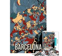 Rompecabezas de 1000 Piezas para Adultos Mapa de la Ciudad de Barcelona España Arte Juegos relajantes Juguetes educativos Regalos de Amigo Invisible Actividades Familiares (tamaño 38x26cm)