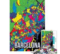 Rompecabezas de 1000 Piezas para Adultos Mapa de la Ciudad de Barcelona póster de Viaje Estilo Pop Art Juegos Familiares Juguetes Juegos educativos Regalos de Amigo Invisible decoración del hogar