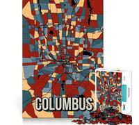Rompecabezas de 1000 Piezas para Adultos Mapa de la Ciudad de Columbus,Ohio Un desafío Divertido e Inteligente Un Juego Tranquilo y entretenido Regalo Ideal para cumpleaños y para Aficionados 50x75cm