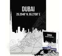 Rompecabezas de 1000 Piezas para Adultos,Mapa de la Ciudad de Dubái,Horizonte,Corte preciso,decoración,Juego de concentración,Regalo,Tiempo Libre,decoración navideña para la Pared 38x26cm