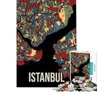 Rompecabezas de 1000 Piezas para Adultos Mapa de la Ciudad de Estambul en Tonos Tierra Arte juegoses desafío para la Inteligencia Cerebral Juguetes adictivos Gran Regalo para la diversión