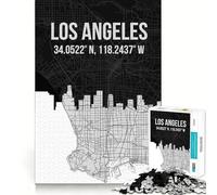 Rompecabezas de 1000 Piezas para Adultos,Mapa de la Ciudad de Los Ángeles,Corte Premium,Divertido,Estimulante para la Mente,Juego Relajante, Tranquilo (38x26cm)