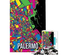 Rompecabezas de 1000 Piezas para Adultos Mapa de la Ciudad de Palermo Arte Juegos educativos Juguetes Juegos educativos Regalos de Amigo Invisible Actividades Familiares (tamaño 38x52cm)