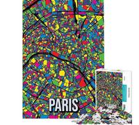 Rompecabezas de 1000 Piezas para Adultos Mapa de la Ciudad de París Estilo Pop Art Juegos Familiares Juguetes Juegos educativos Regalos de Amigo Invisible decoración del hogar (tamaño 38x26cm)