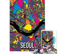 Rompecabezas de 1000 Piezas para Adultos Mapa de la Ciudad de Seúl Corea del Sur Arte Pop Juegos educativos Juguetes Regalos de Amigo Invisible Actividades Familiares (tamaño 38x26cm)