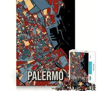Rompecabezas de 1000 Piezas para Adultos Mapa de Palermo,Italia y Sicilia Juego de precisión con Bordes concentrarse mentalmente Juego de Ritmo Lento Regalo de cumpleaños Arte 38x52cm
