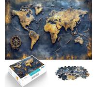 Rompecabezas de 1000 Piezas para Adultos Mapa del Mundo Antiguo Juguetes de Juego para Regalo Familiar Juego de desafío único 38x26cm