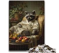 Rompecabezas de 1000 Piezas para Adultos: Mapache en el sofá, Vacaciones en casa, Pasa el rato con Piezas aleatorias Totalmente entrelazadas, 50x75cm