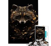 Rompecabezas de 1000 Piezas para Adultos Mapache Negro y Dorado Juguete Intelectual Juego de ingenio Análisis y lógica Regalos para Hombres y Mujeres (tamaño 75x50cm)