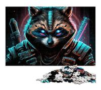 Rompecabezas de 1000 Piezas para Adultos, Mapache Ninja, Rompecabezas de cartón, Rompecabezas de Alta dificultad para Adolescentes, 26x38cm/10,23x14,96 Pulgadas