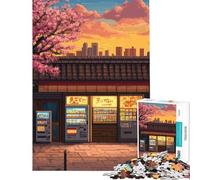 Rompecabezas de 1000 Piezas para Adultos Máquinas expendedoras japonesas al Atardecer Juegos relajantes Juguetes adictivos para Cultivar la Paciencia Regalos de cumpleaños Decoración de Pared