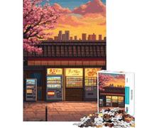 Rompecabezas de 1000 Piezas para Adultos Máquinas expendedoras japonesas al Atardecer Juguetes adictivos para Cultivar la Paciencia Juego práctico Regalos para Mujeres Obra de Arte (Tamaño 50x75cm)