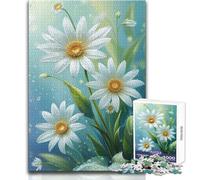 Rompecabezas de 1000 Piezas para Adultos, Margaritas Blancas con Gotas de Agua, Relajante y Relajante, Juguete de Interior con Ajuste Ocio, tamaño 38x52cm