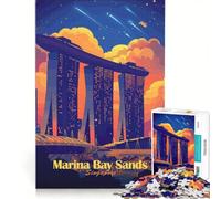 Rompecabezas de 1000 Piezas para Adultos Marina Bay Sands Singapur Juego Interactivo Actividades Divertidas para Hacer en casa Toda la Familia 50x75cm