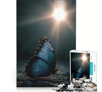 Rompecabezas de 1000 Piezas para Adultos: Mariposa Azul a la luz del Sol Juego práctico, difícil y desafiante Ideal para Decorar el Escritorio 38x26cm