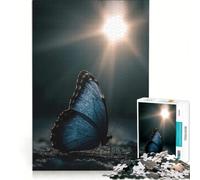 Rompecabezas de 1000 Piezas para Adultos: Mariposa Azul a la luz del Sol, Juguete Educativo, Mejora la Memoria, cumpleaños y Navidad 38x52cm