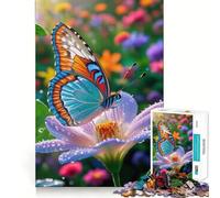 Rompecabezas de 1000 Piezas para Adultos Mariposa en una Flor en un jardín Juego de lógica de Ajuste Juguete Divertido Juego de Regalo de cumpleaños (50x75cm)