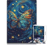 Rompecabezas de 1000 Piezas para Adultos Mariposa en una Noche Estrellada Una Obra de Arte para Regalar en cumpleaños a niños de 14 años o más (tamaño 38x52cm)