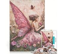 Rompecabezas de 1000 Piezas para Adultos: Mariposa, Hada Rosa en un Jardín de Flores, Juego Imposible, Interacción Padre-Hijo, para Cumpleaños, Navidad, 50x75cm