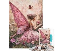 Rompecabezas de 1000 Piezas para Adultos Mariposa Hada Rosa en un Jardín de Flores Juego práctico de Rompecabezas Carrera de Velocidad Oferta Toda la Familia (tamaño 38x26cm)
