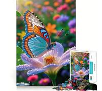 Rompecabezas de 1000 Piezas para Adultos Mariposa sobre una Flor en un jardín Diseño de Corte preciso Juego de Mesa Regalo Ideal para Pasar el rato Escena navideña Arte (38x52cm)