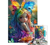 Rompecabezas de 1000 Piezas para Adultos Mariposa y Hada Un Reto para completar Decoración para el hogar Juego práctico para Mayores de 14 años (38x52cm)