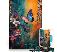 Rompecabezas de 1000 Piezas para Adultos Mariposas y Flores Juego de lógica de Ajuste Juguete Divertido Juego Gratuito Regalo de cumpleaños (38x26cm)