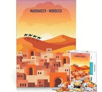 Rompecabezas de 1000 Piezas para Adultos Marrakech Marruecos Póster de Viaje Juegos educativos Difícil y desafiante Juego de desafío único 38x52cm