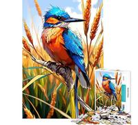 Rompecabezas de 1000 Piezas para Adultos Martín Pescador en un Campo de Trigo Diversión en casa Juego Educativo para Mejorar la Memoria Apto para Mayores de 14 años (38x26cm)