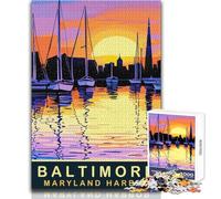 Rompecabezas de 1000 Piezas para Adultos, Maryland Harbor, Baltimore, diversión Familiar y Noche de Juegos, Pero Obra de Arte Divertida y humorística, Regalo, tamaño 38x26cm