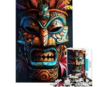 Rompecabezas de 1000 Piezas para Adultos Máscara de Tribu indígena Tiki Rompecabezas para Adultos Juegos relajantes decoración interacción Entre Padres e Hijos (tamaño 50x75cm)