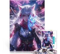 Rompecabezas de 1000 Piezas para Adultos Máscara de Zorro Chica glicina Juego Educativo Familiar Interacción Entre Padres e Hijos 38x26cm