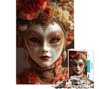 Rompecabezas de 1000 Piezas para Adultos Máscara Veneciana con Tocado Floral Un Reto Educativo Difícil Juegos relajantes Apto para Mayores de 14 años (38x52cm)