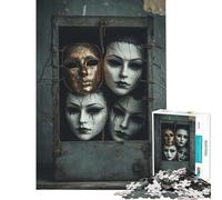 Rompecabezas de 1000 Piezas para Adultos Máscaras espeluznantes en una Caja Diversión en casa desafío difícil Juguetes de decoración para el hogar para Mayores de 14 años (38x26cm)