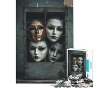 Rompecabezas de 1000 Piezas para Adultos Máscaras espeluznantes en una Caja Diversión en casa desafío difícil Juguetes de decoración para el hogar para Mayores de 14 años (38x52cm)