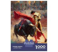 Rompecabezas De 1000 Piezas para Adultos Matador and Bull Corrida Bullfighting Rompecabezas para Adultos Juego Práctico Ensamblaje De Patrones Difícil Y Desafiante 52x38cm/1000pcs