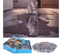 Rompecabezas de 1000 Piezas para Adultos,Materiales Reciclables de Primera Calidad e Impresión de Alta Definición,Juego Familiar,Regalos para Amantes o Amigos(Gatito y Tigre Grande)