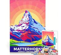 Rompecabezas de 1000 Piezas para Adultos Matterhorn Zermatt Suiza Arte Colorido Juego práctico Actividades Divertidas para Hacer en casa Toda la Familia 38x26cm